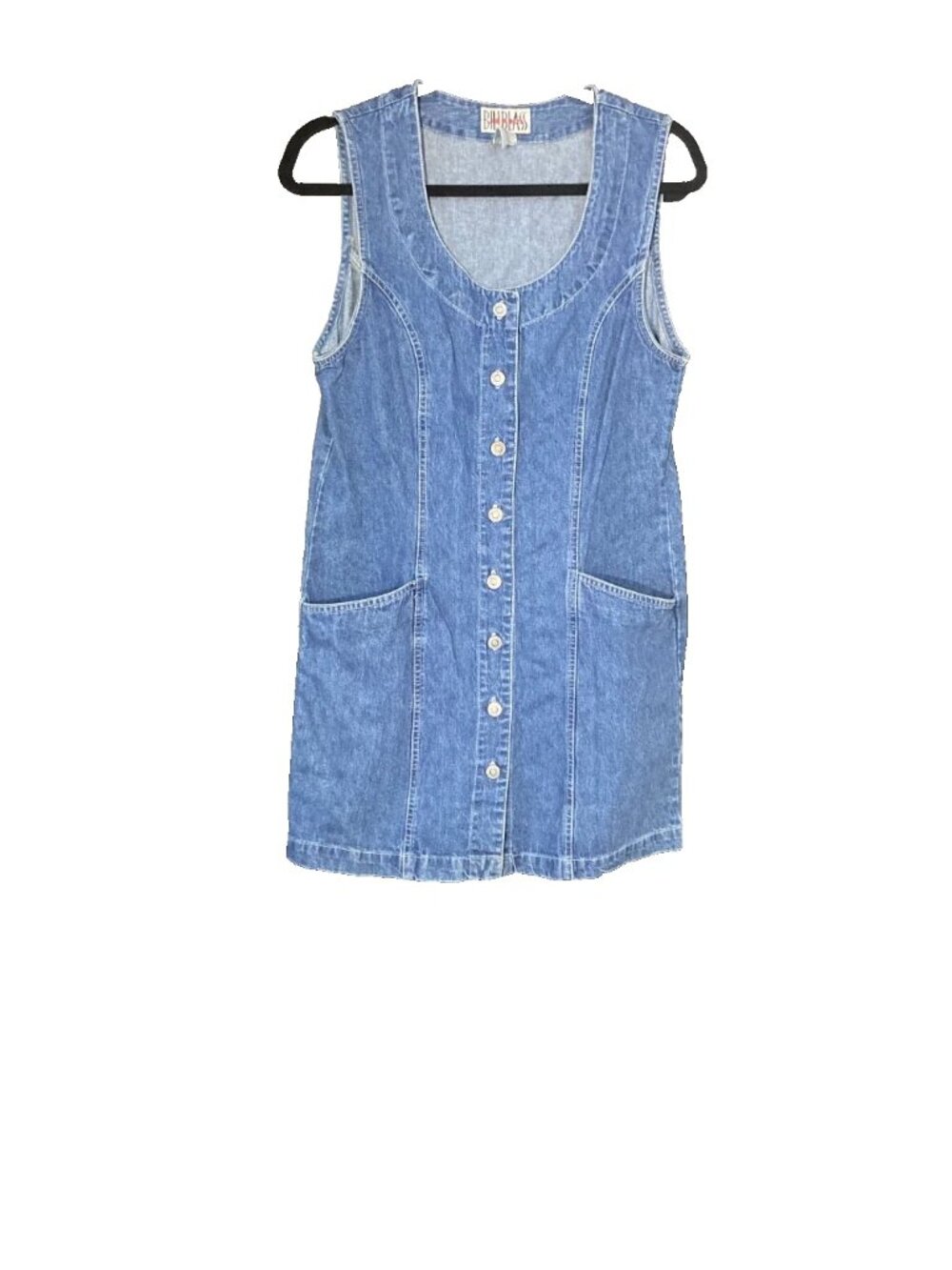 Vintage Bill Blass Denim Dress Sleeveless Button Front Jean Sz M Cottage Western